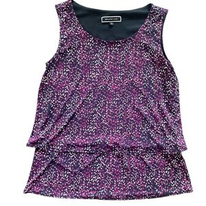 Melanie Lyne Burgundy Sleeveless Printed Top Small